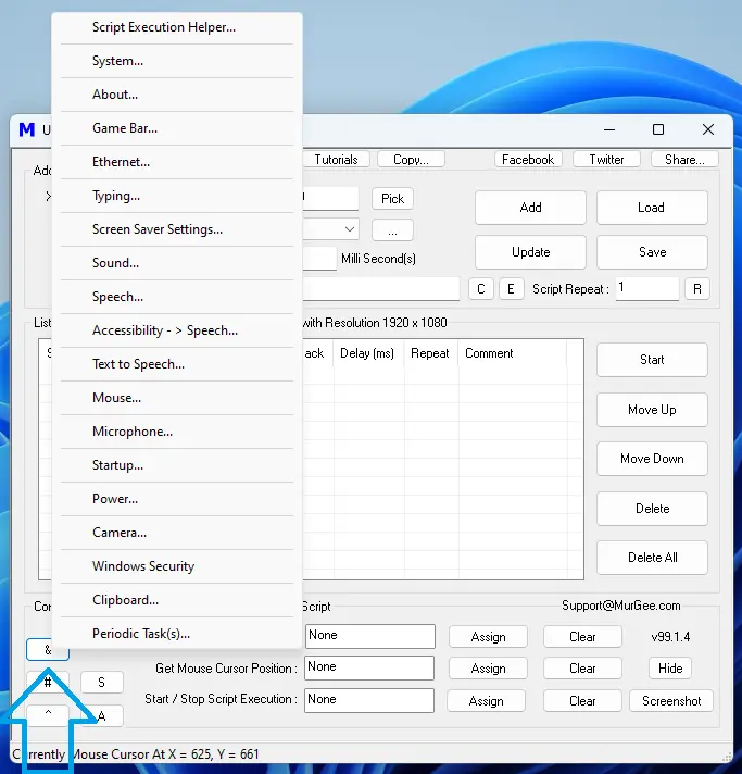 Related Control Menu Options in Auto Mouse Click Application Utility